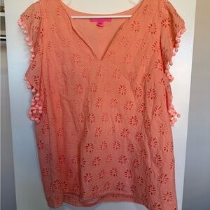 Lilly Pulitzer Peach Eyelet Blouse